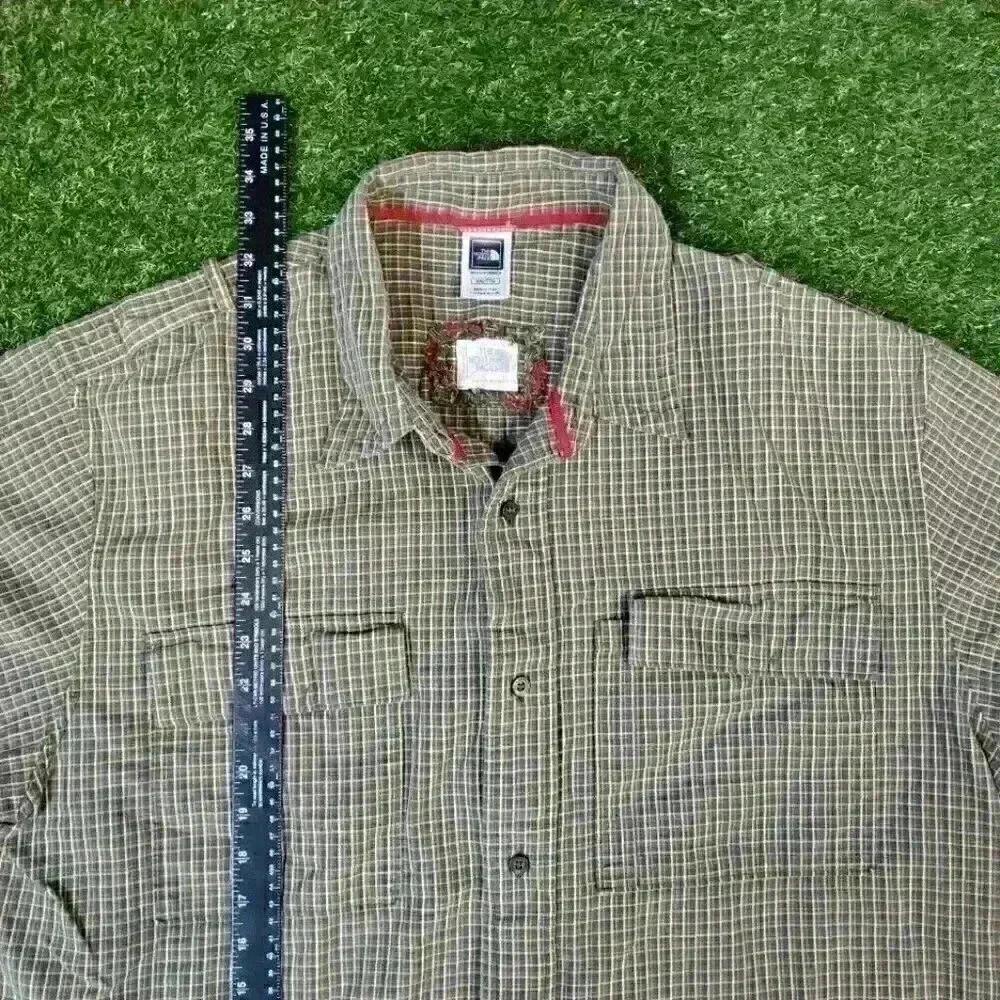 The North Face Plaid Brown Short Sleeve Button Up Mens Shirt XXL Pocket - Picture 6 of 7